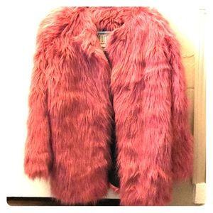 Fluffy Pink Rock Star Faux Fur Jacket